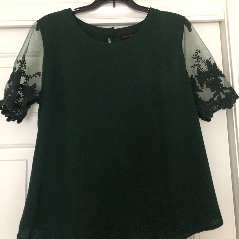 Lace Short Sleeve Blouse Top